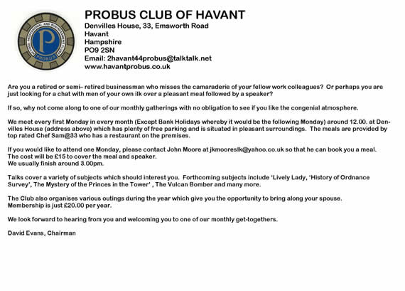 Probus advert for members